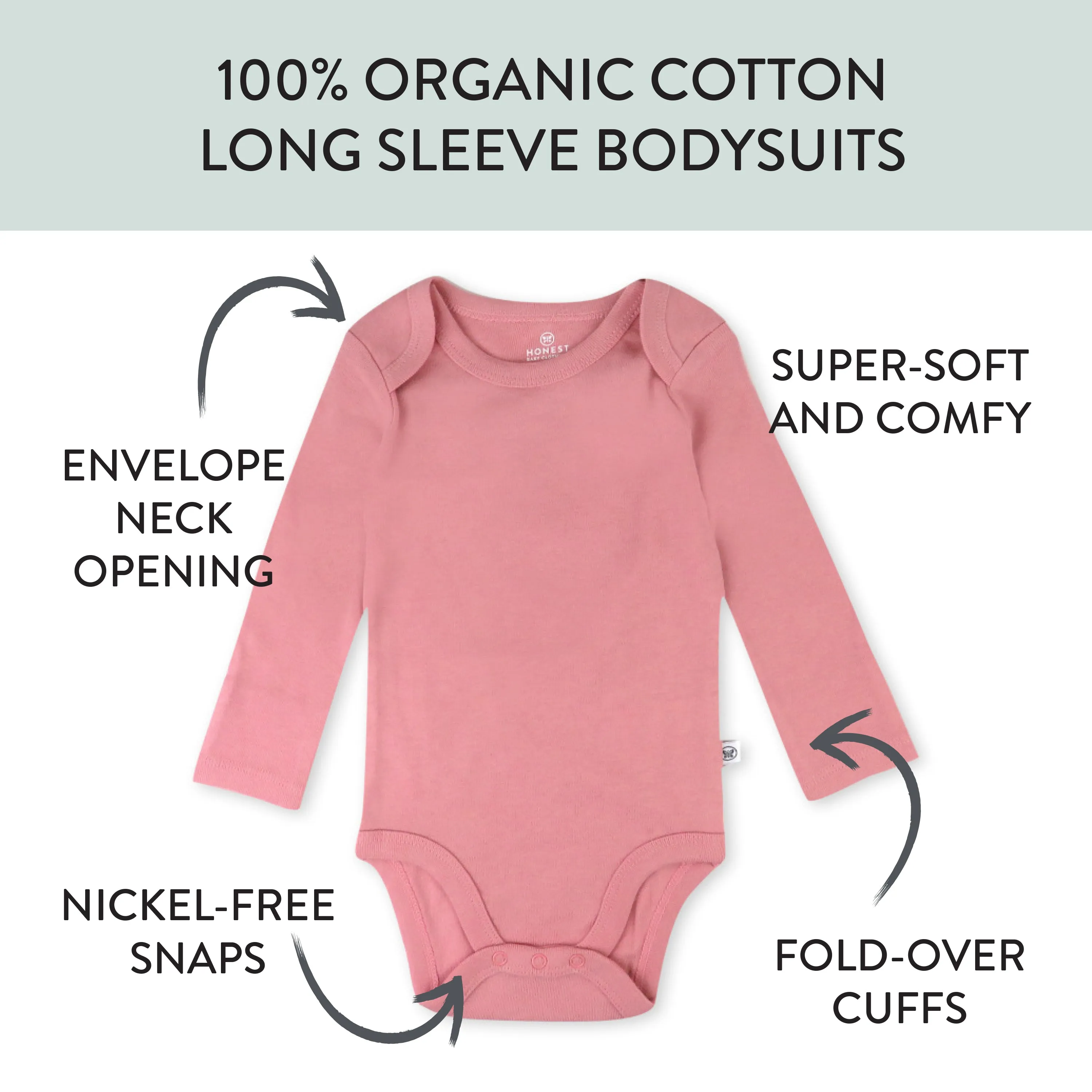 10-Pack Organic Cotton Long Sleeve Bodysuits