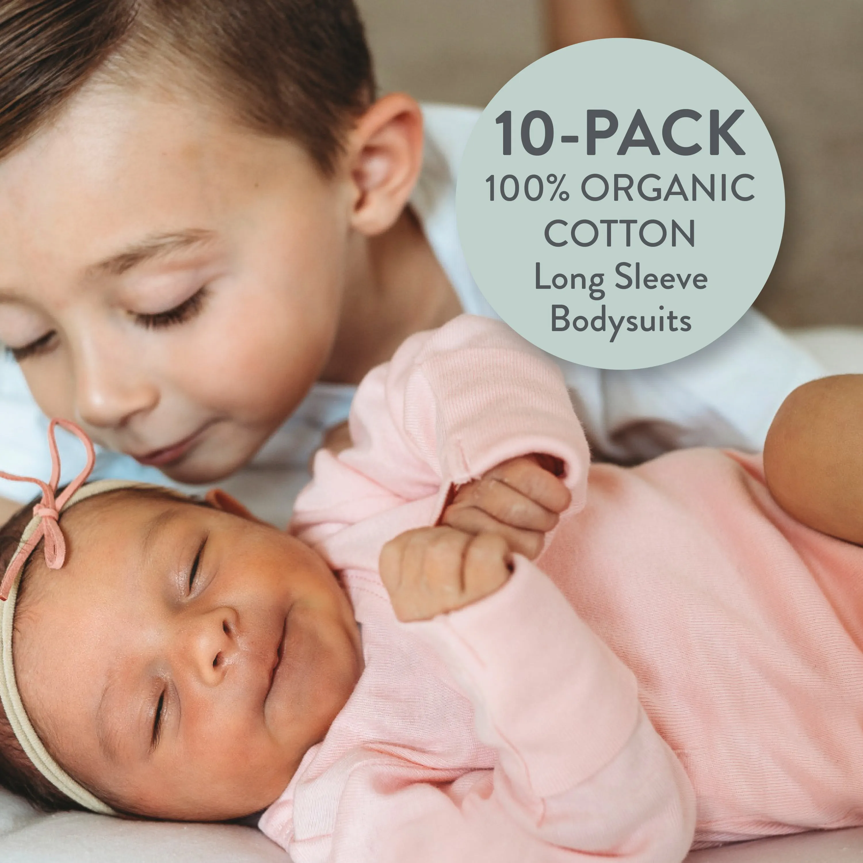 10-Pack Organic Cotton Long Sleeve Bodysuits