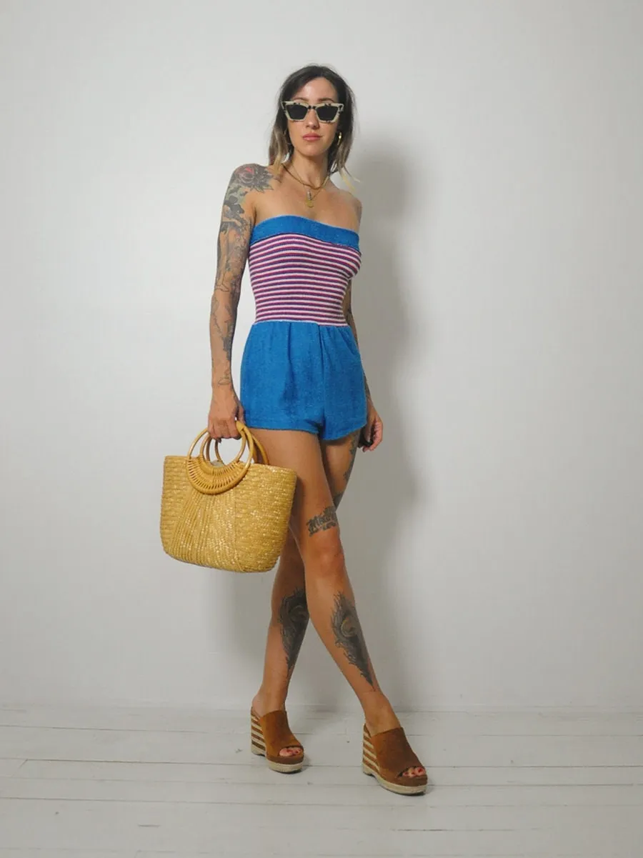 1970's Striped Terry Cloth Romper