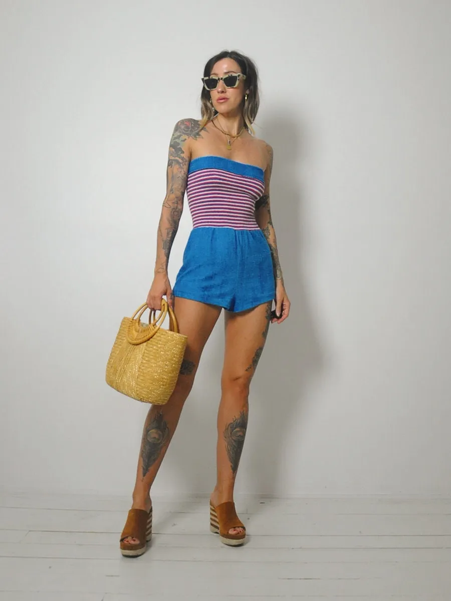 1970's Striped Terry Cloth Romper