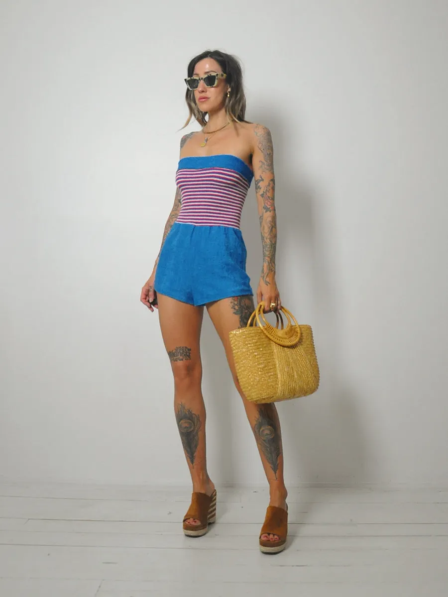 1970's Striped Terry Cloth Romper