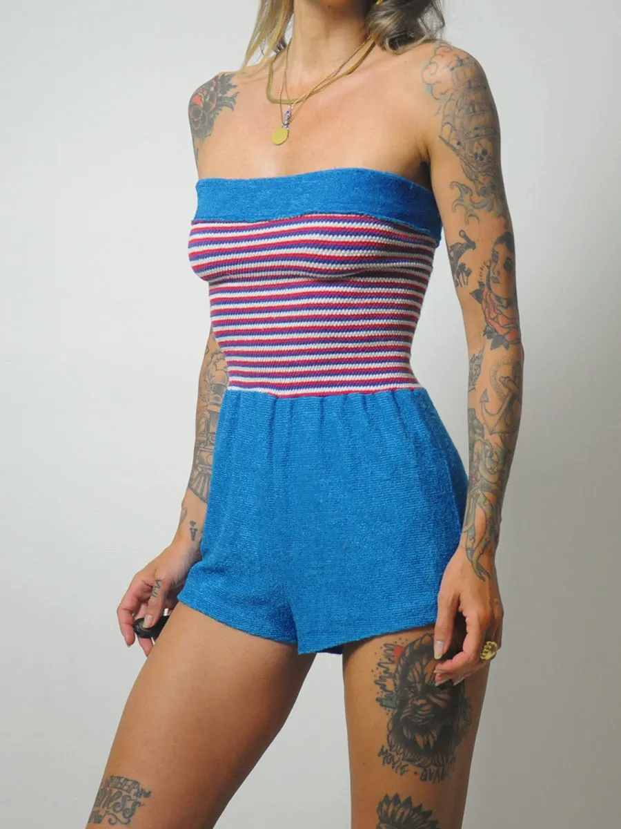 1970's Striped Terry Cloth Romper