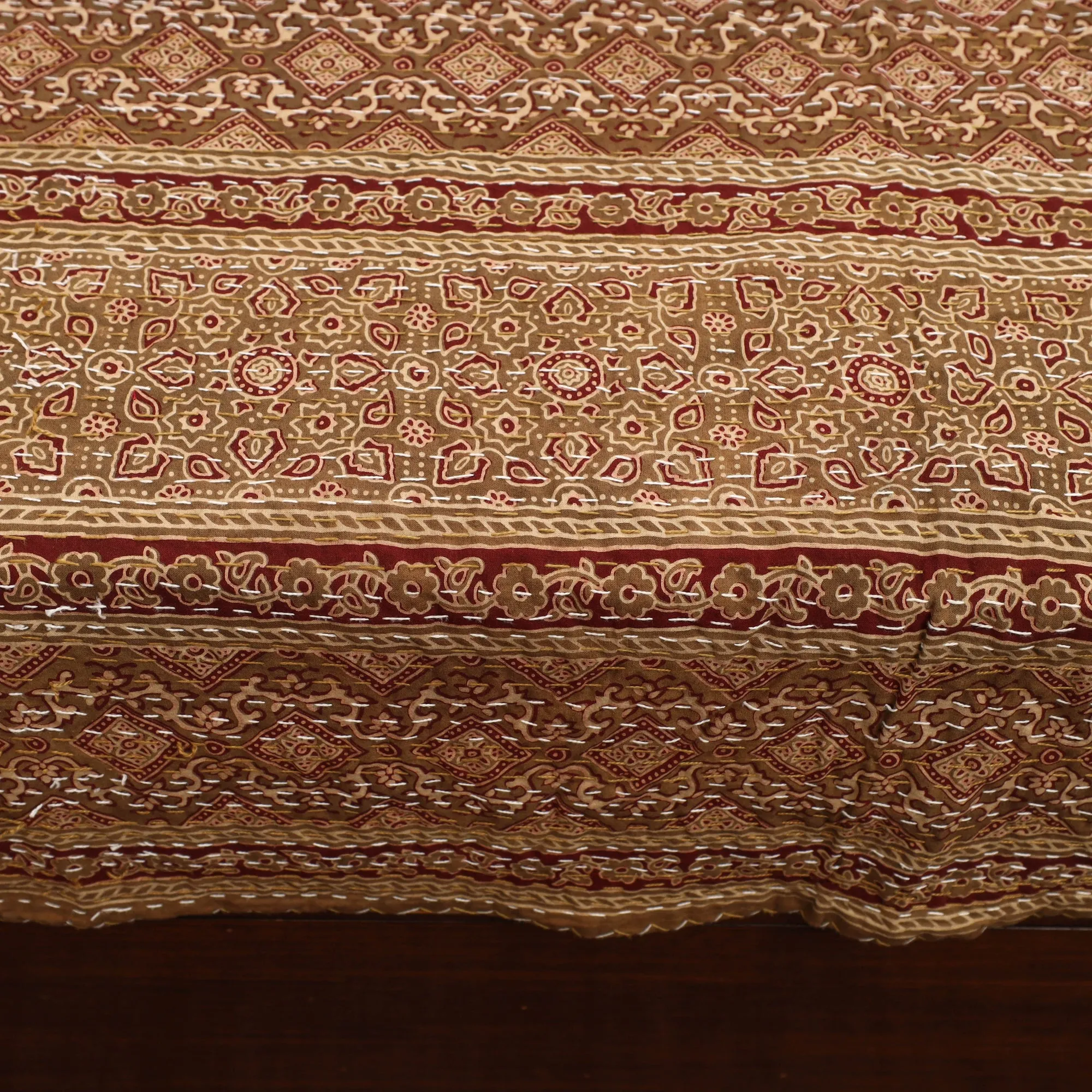 Ajrakh Print Double Tagai Kantha Bed Cover 40