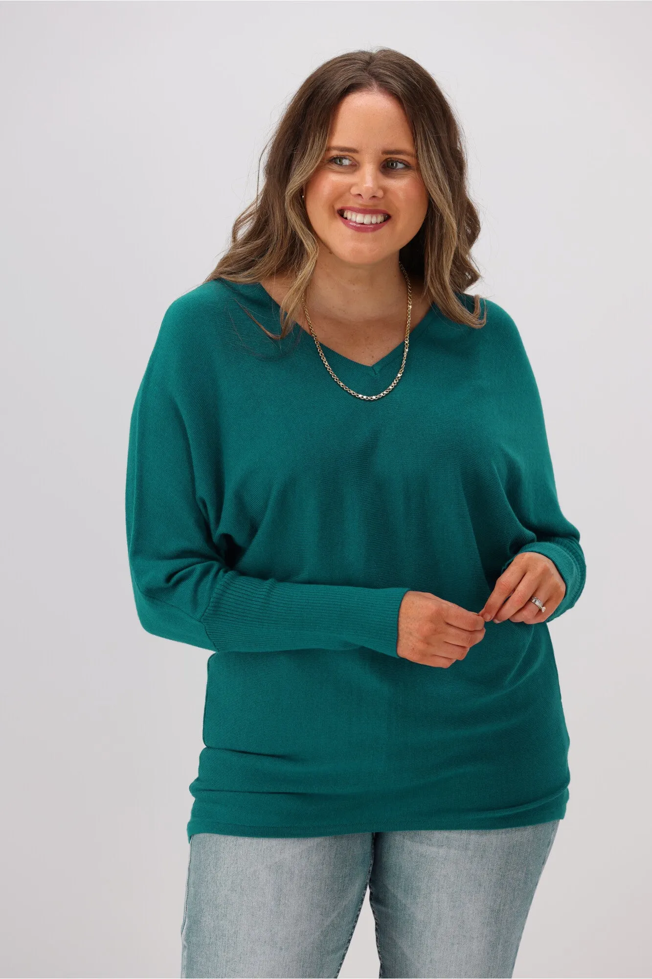 Alpine by Shine On Gigi Merino Batwing Top Teal