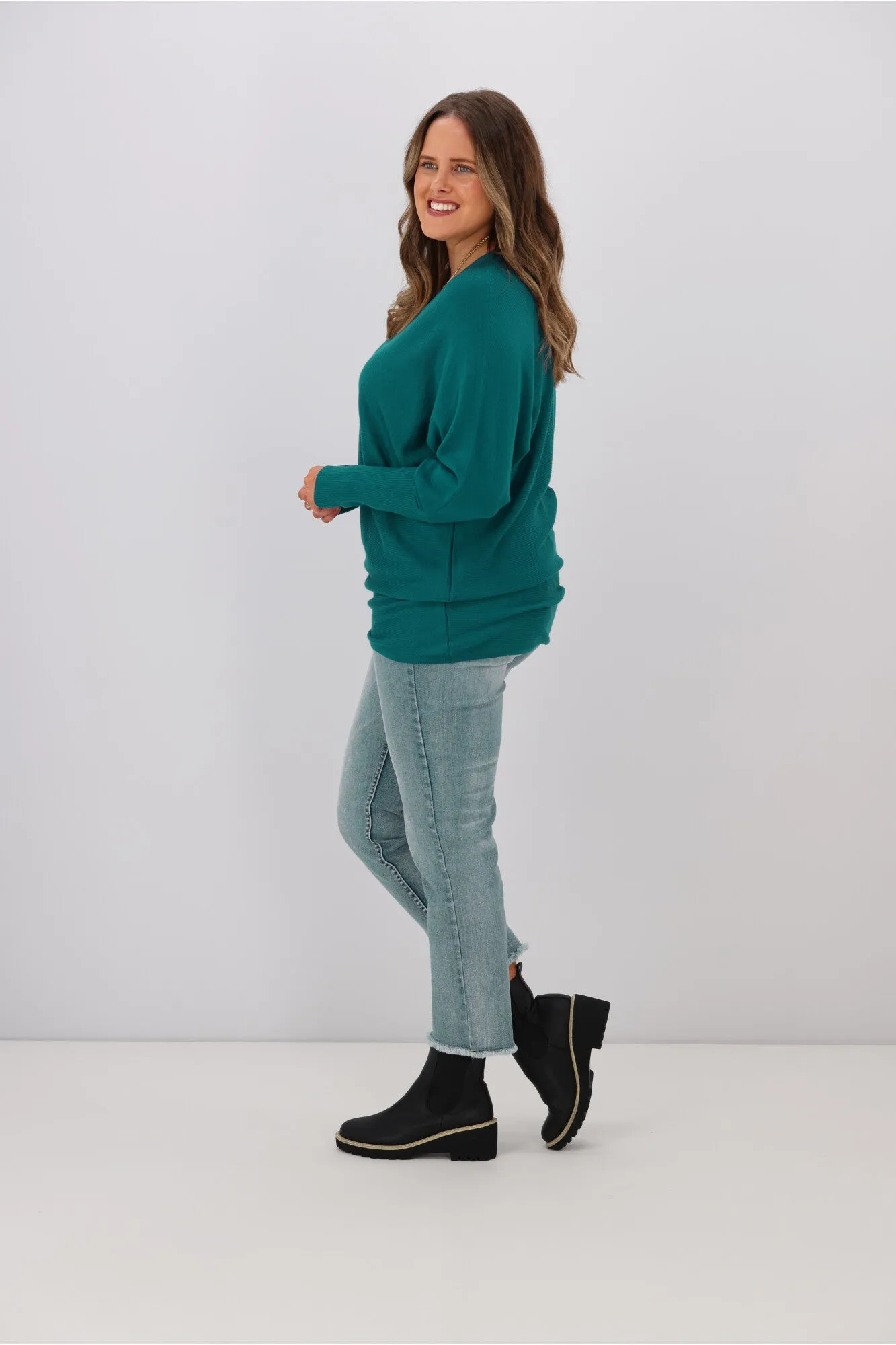 Alpine by Shine On Gigi Merino Batwing Top Teal