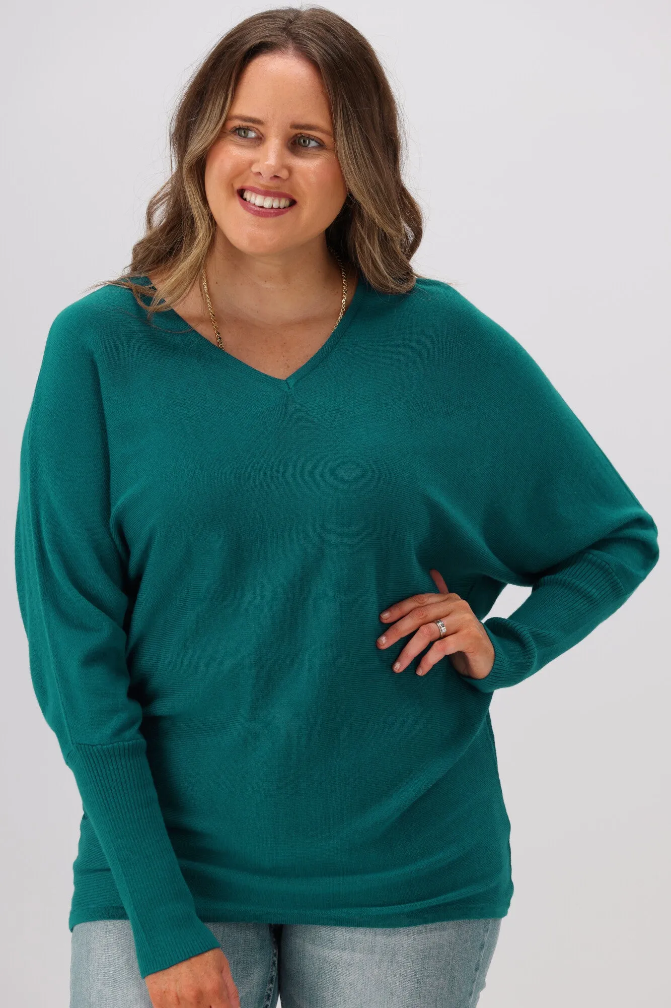 Alpine by Shine On Gigi Merino Batwing Top Teal