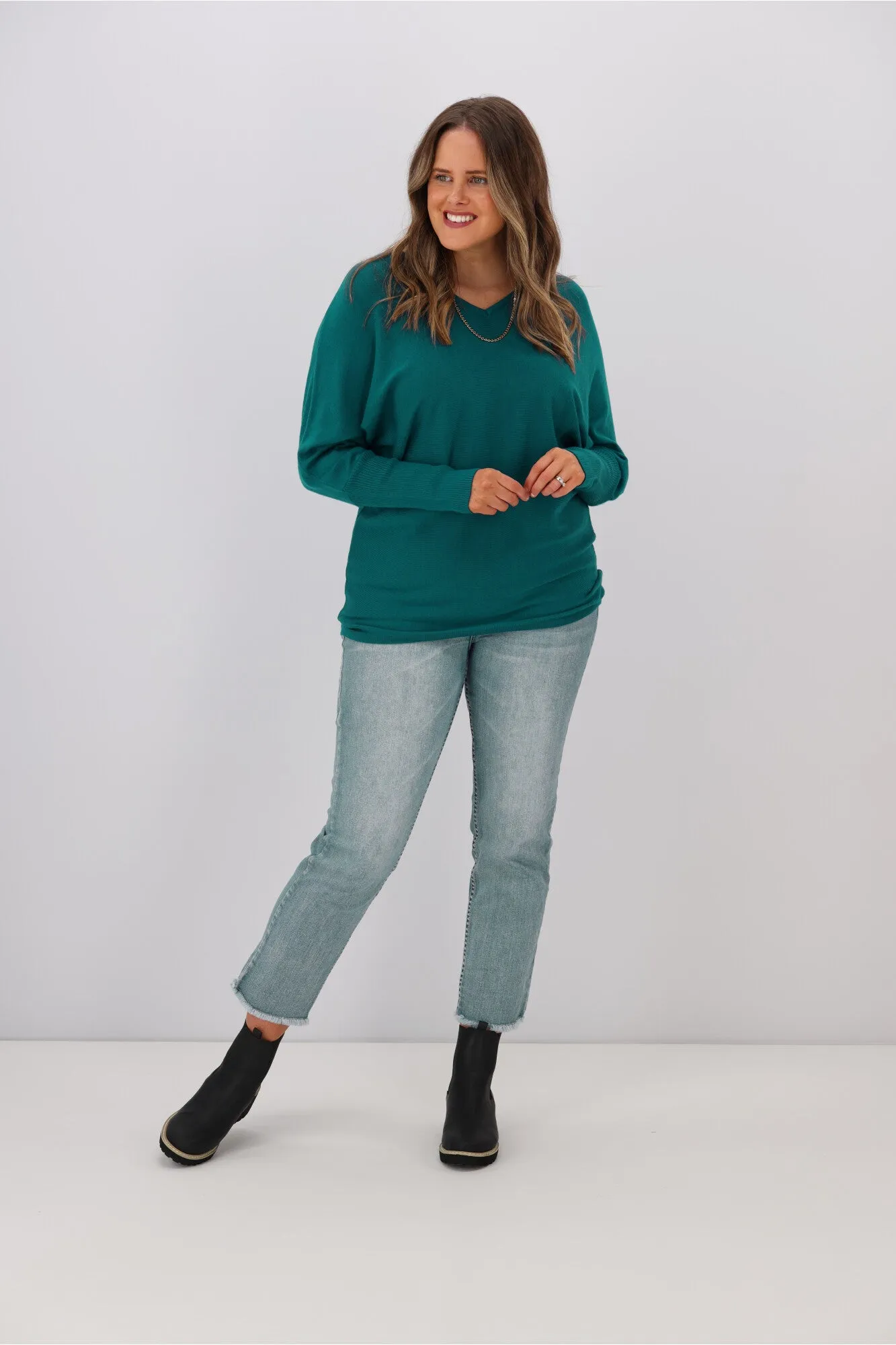 Alpine by Shine On Gigi Merino Batwing Top Teal