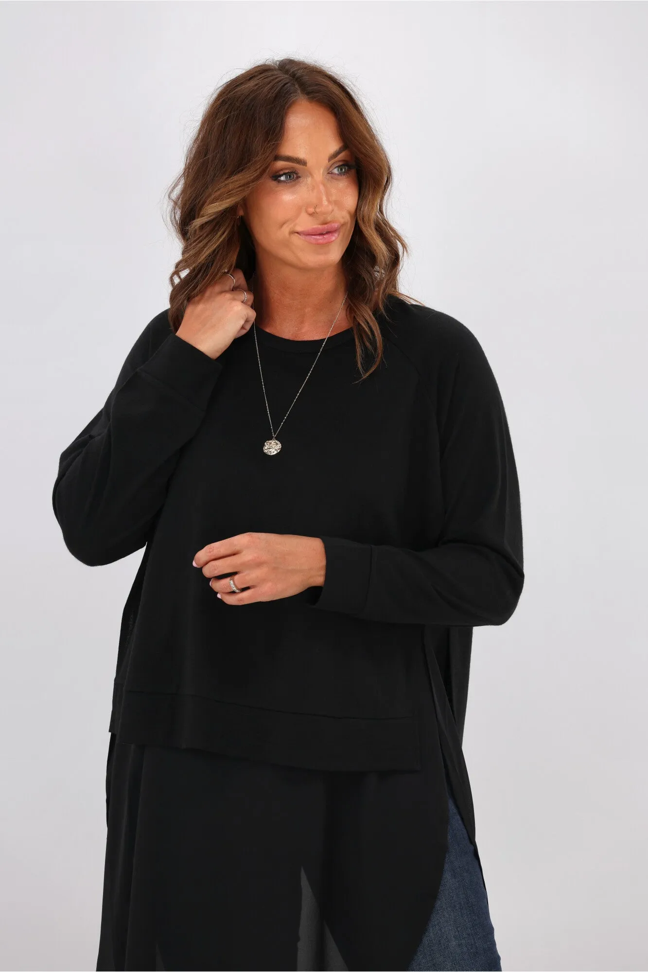 Alpine by Shine On Phoebe Merino & Chiffon Tunic Black