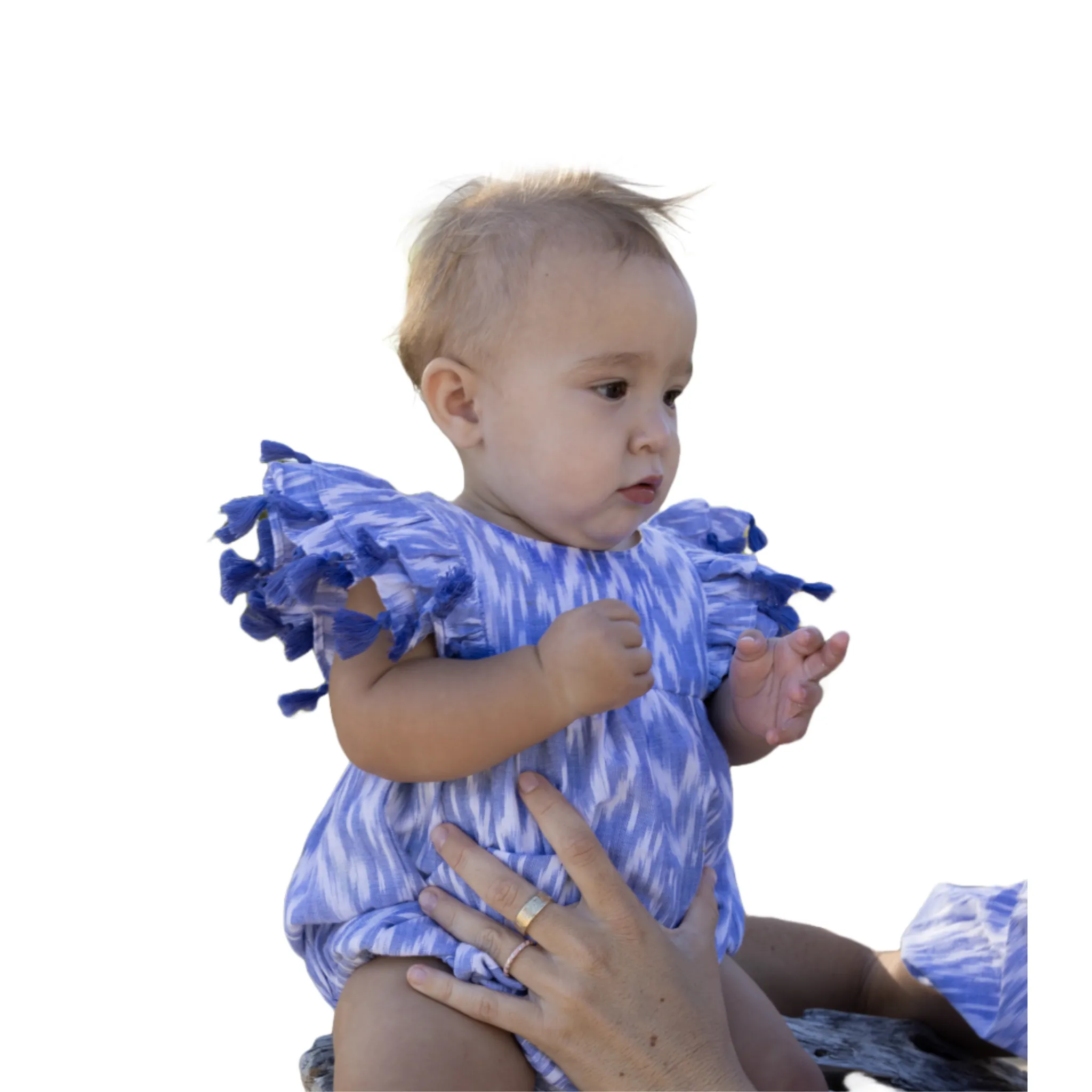 Anna Baby Romper Blue Ikat