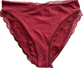 Anthropologie Burgundy Lace Trim Cheeky Panties UK XXS/XS