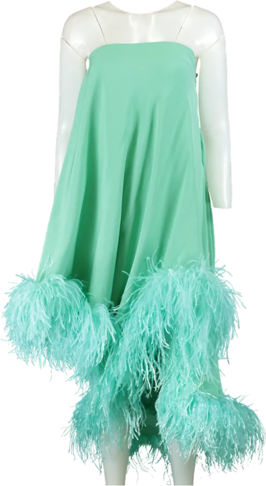 Art Dealer Green Feather Trim Dress UK XS