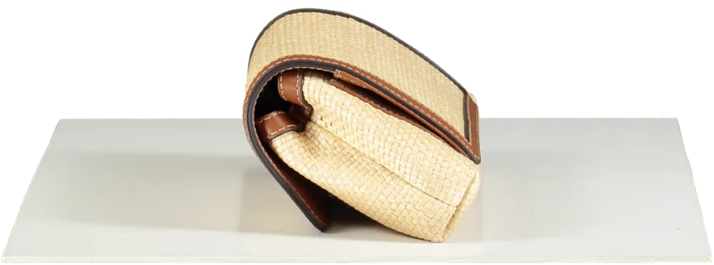 Aspinal of London Natural Raffia & Smooth Tan Leather Clutch bag