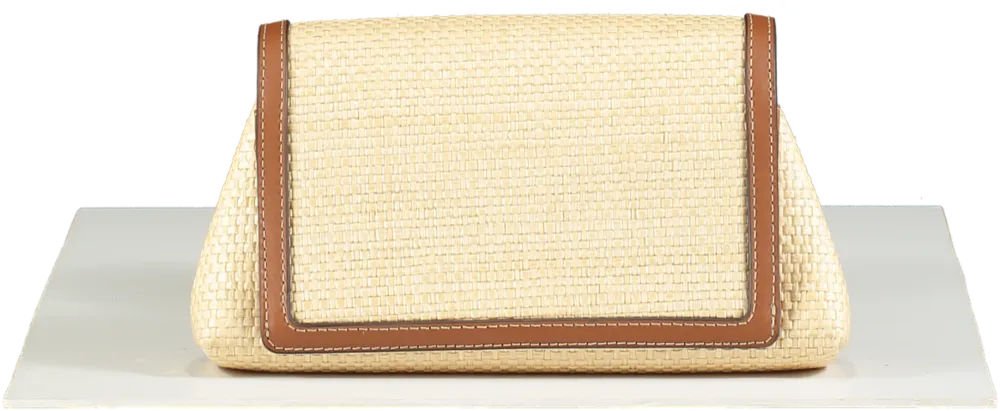 Aspinal of London Natural Raffia & Smooth Tan Leather Clutch bag