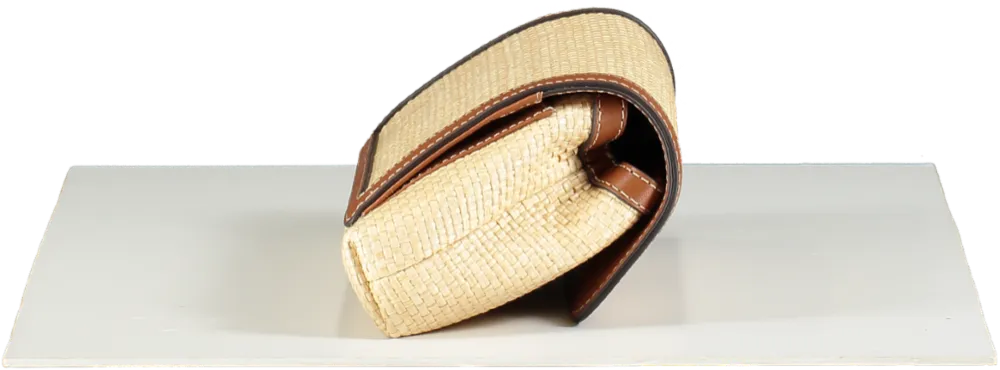 Aspinal of London Natural Raffia & Smooth Tan Leather Clutch bag