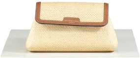 Aspinal of London Natural Raffia & Smooth Tan Leather Clutch bag