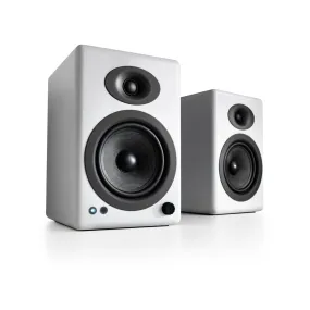 Audioengine A5  Wireless Bluetooth Powered Bookshelf Speakers, Hi-Gloss White (Pair)