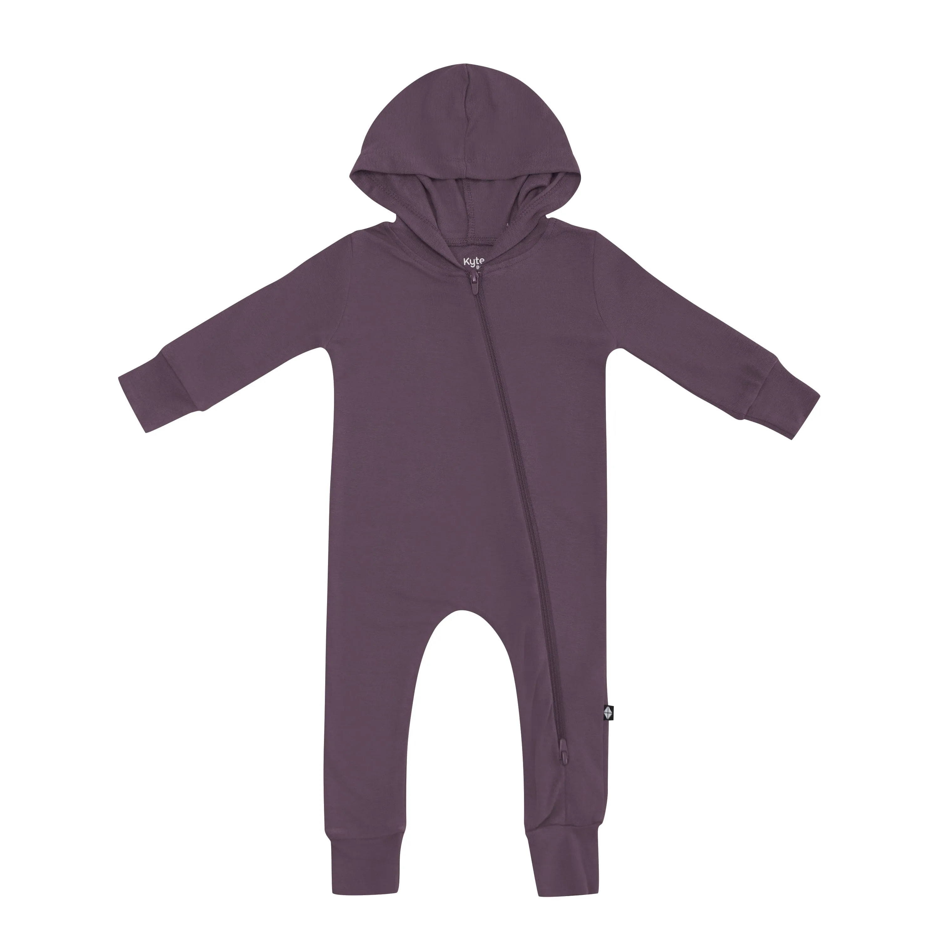 Bamboo Jersey Hooded Zippered Romper in Currant