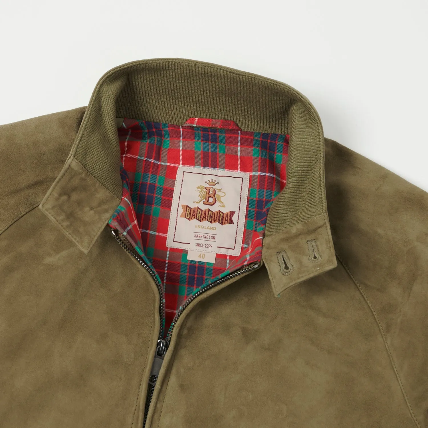 Baracuta G9 Suede Harrington Jacket - Bark