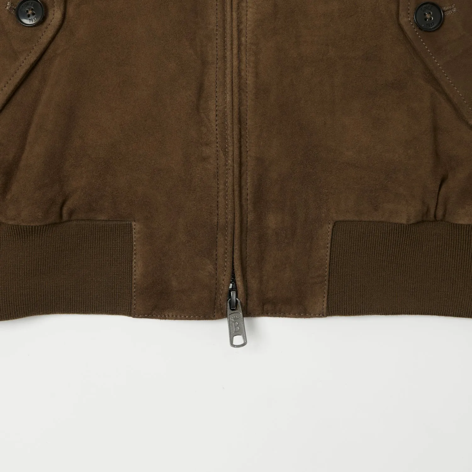 Baracuta G9 Suede Harrington Jacket - Dark Olive