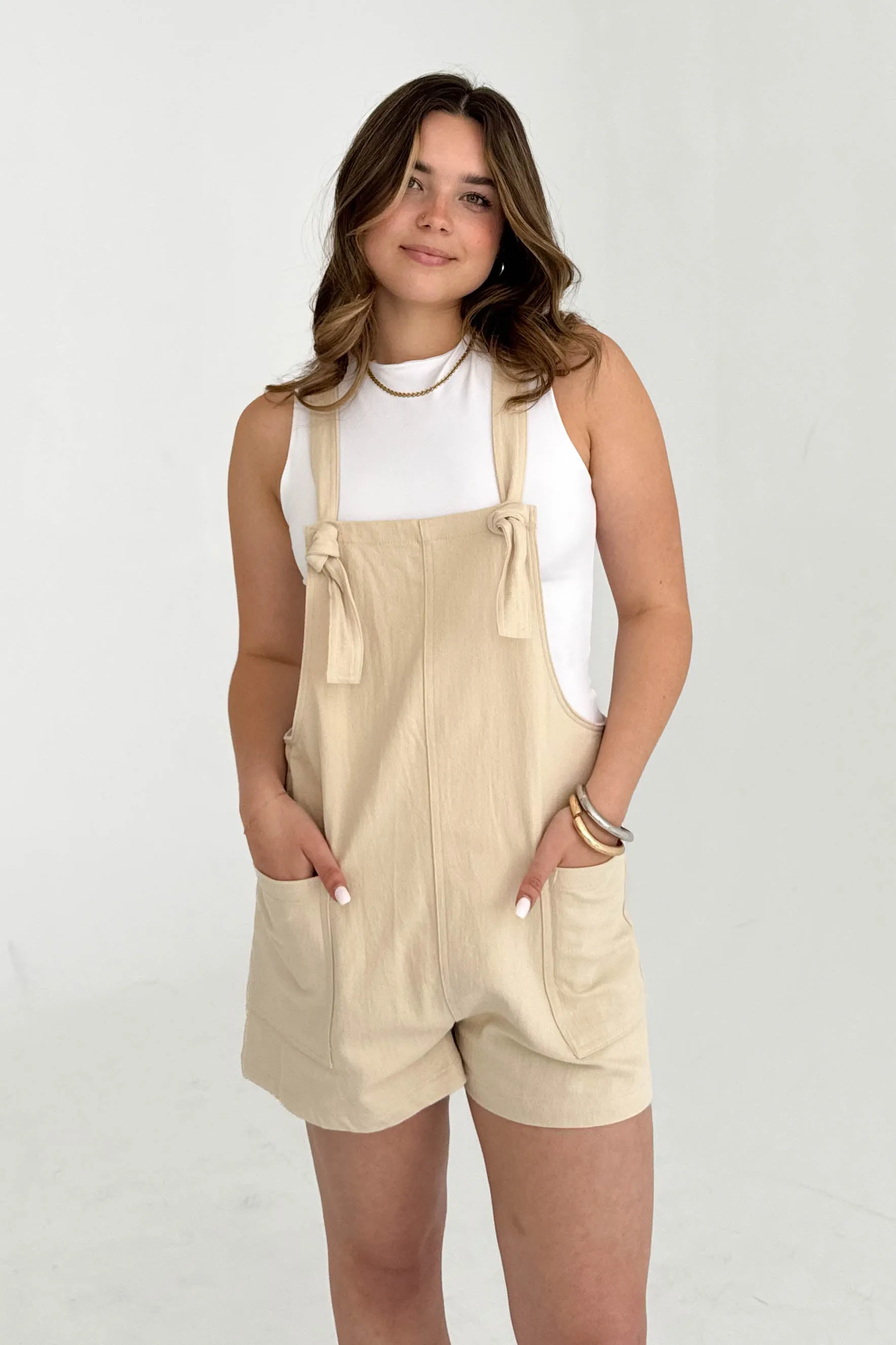 Bianca Overalls in Stone