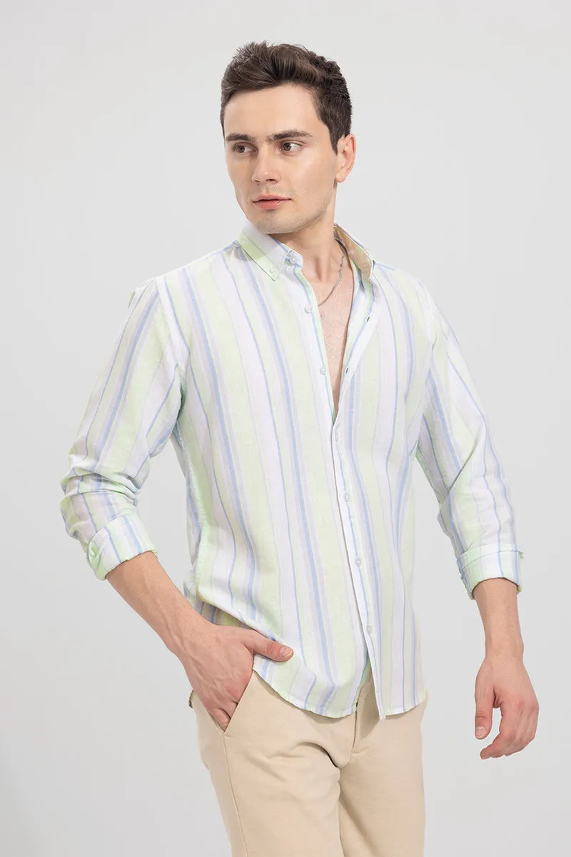 Blazing Stripe Green Linen Shirt