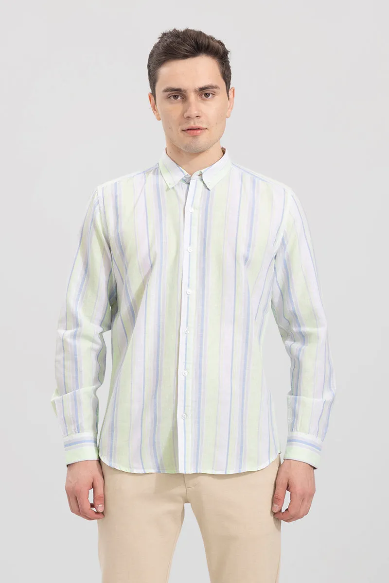 Blazing Stripe Green Linen Shirt