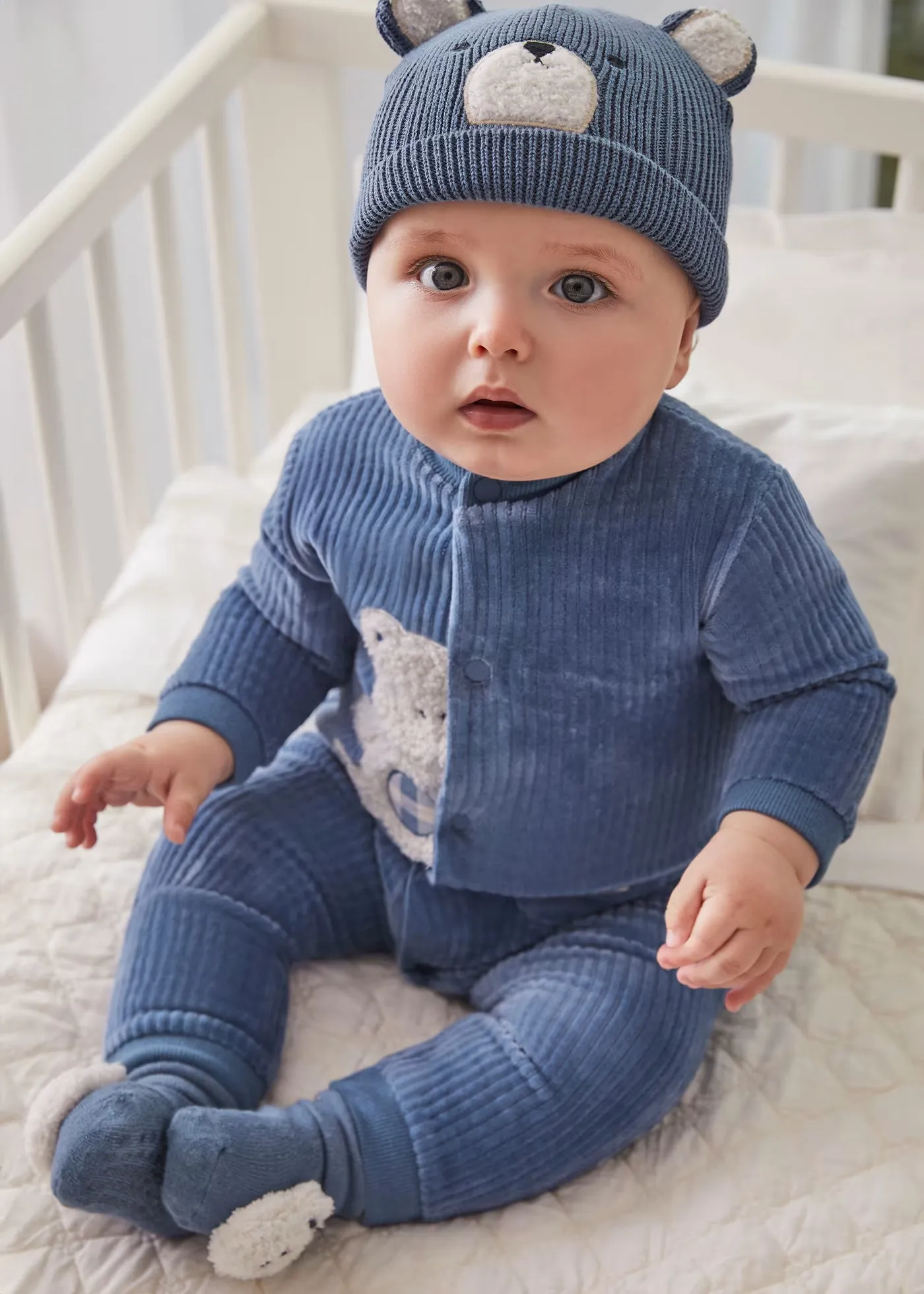 Blue Bear Corduroy Romper