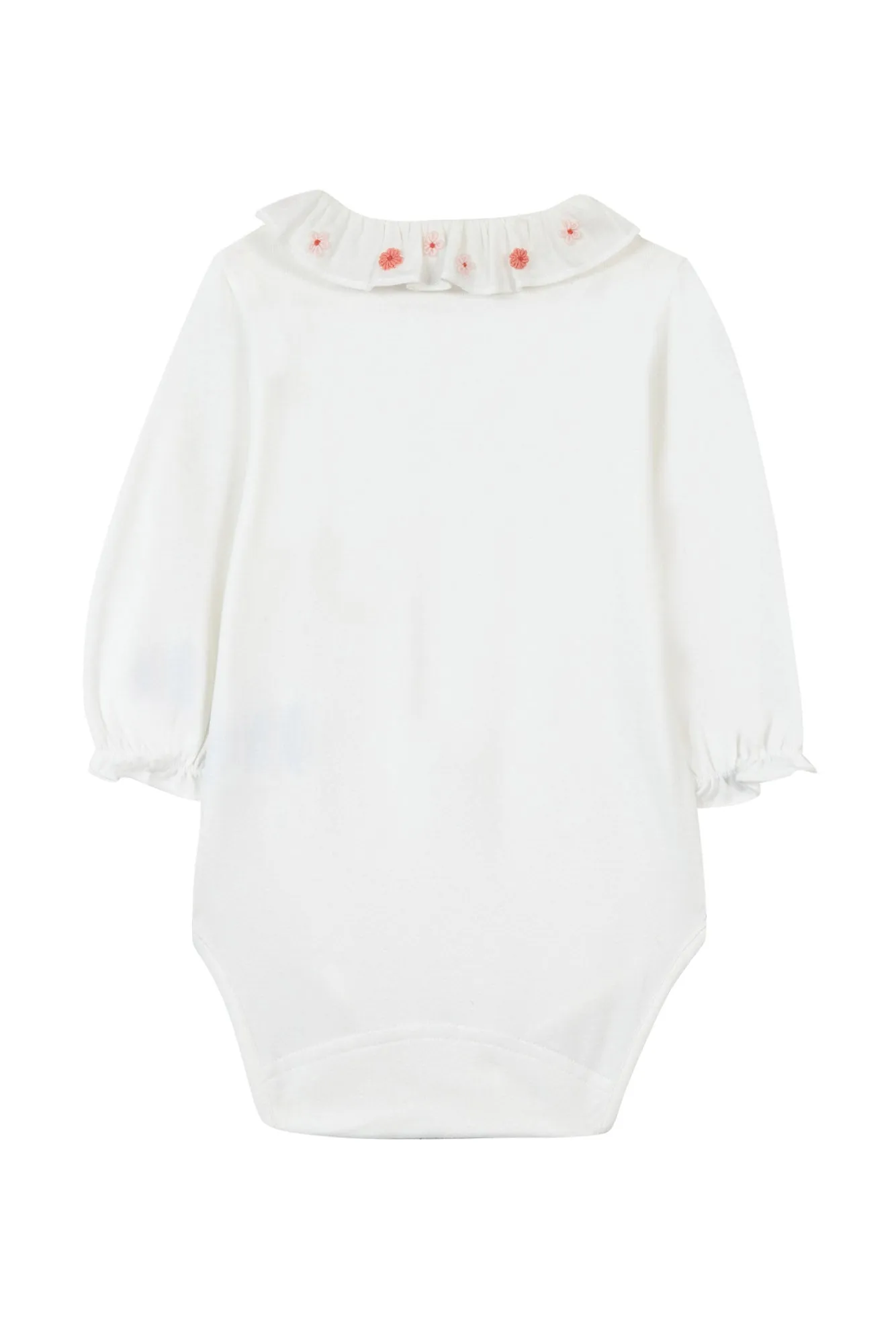 Bodysuit - Mother-of-pearl Ruffled Collar Embroidered