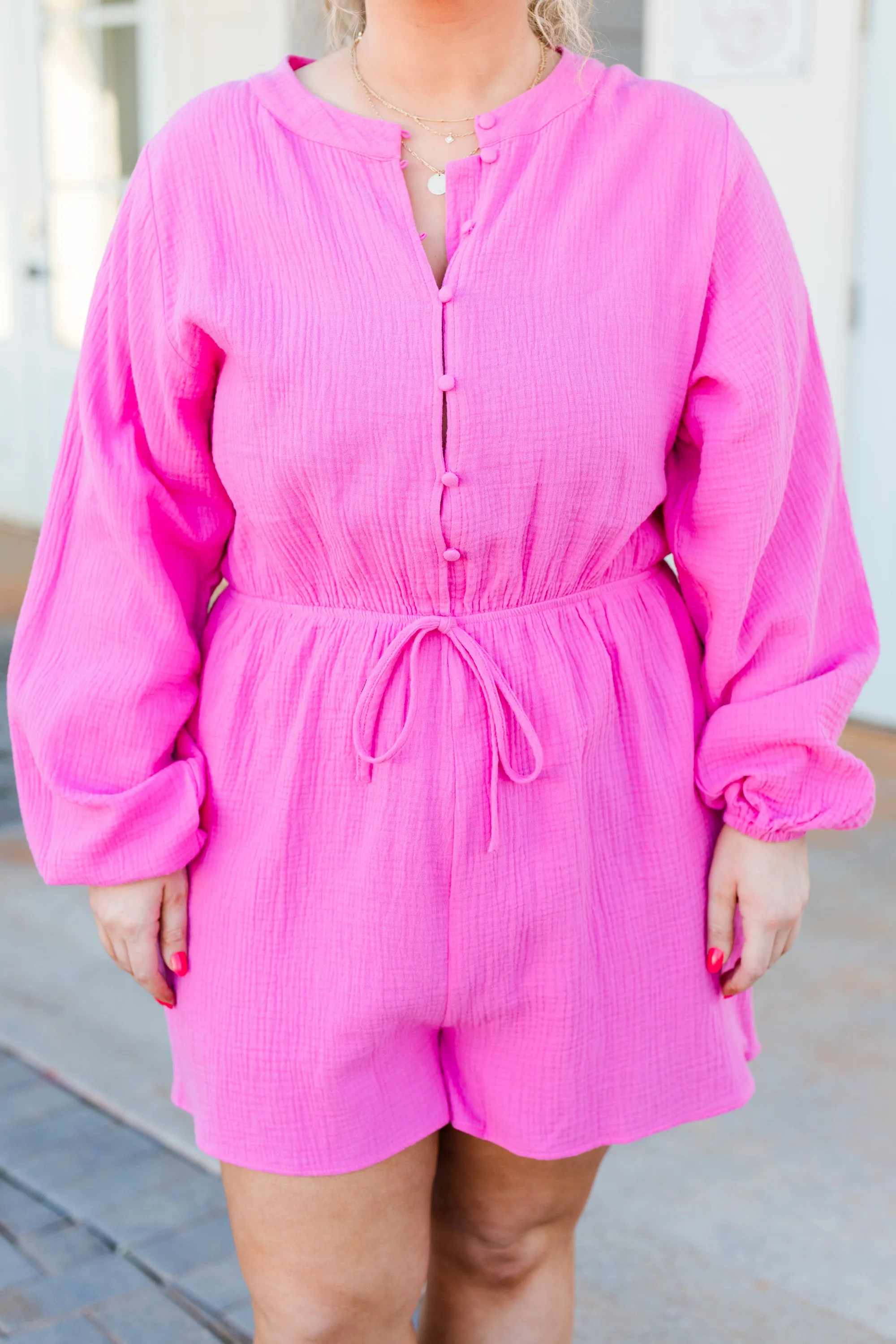 By The Coast Romper, Hot Pink