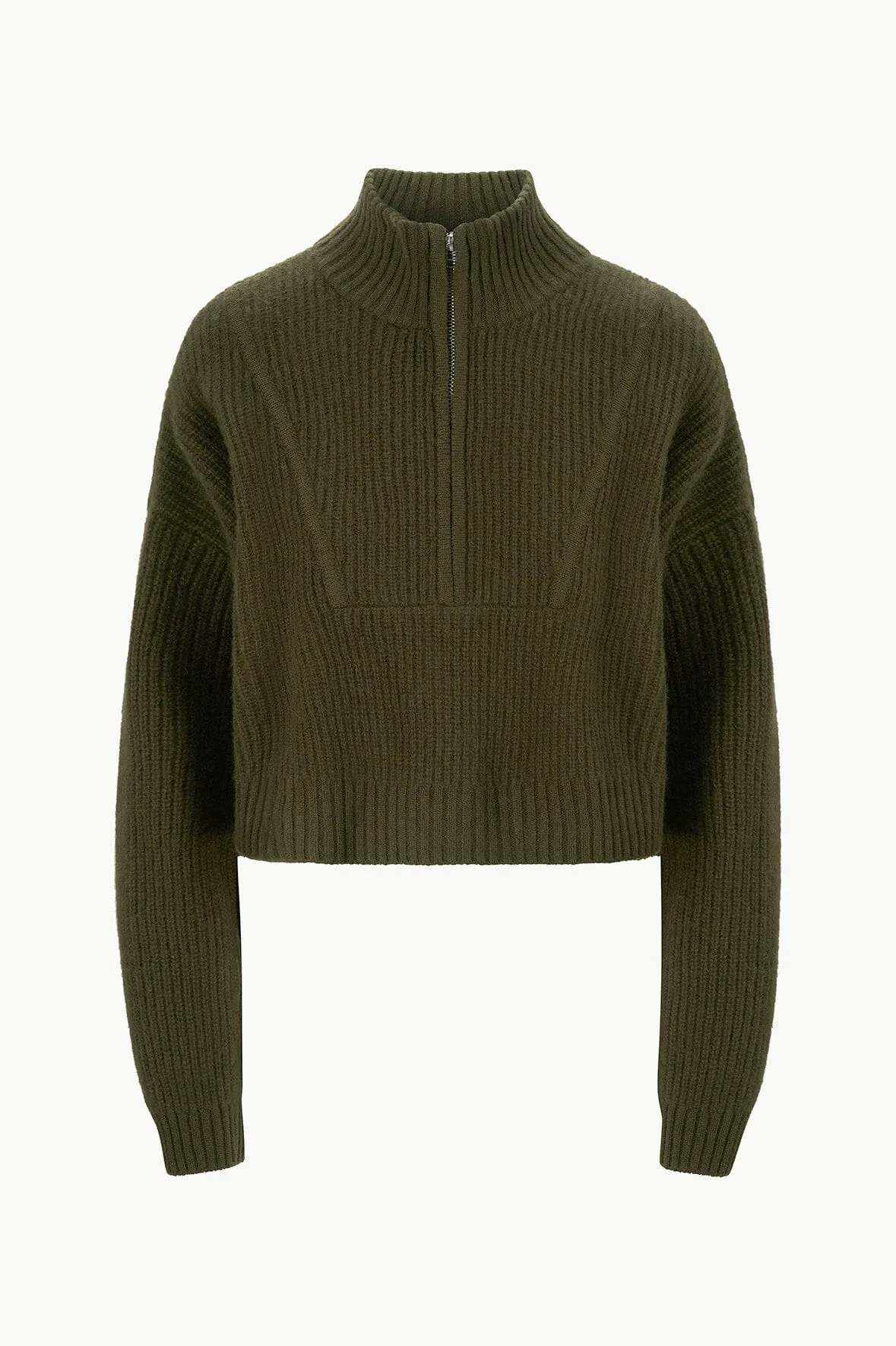 CASHMERE CROPPED HAMPTON SWEATER | OLIVE