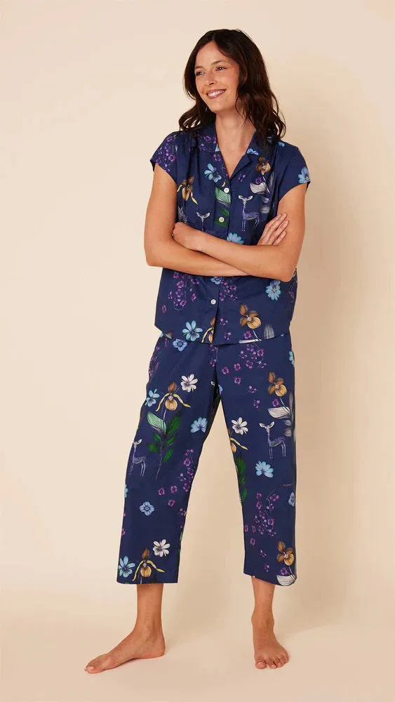 CAT'S PAJAMAS - DEERLY LUXE PI,A COTTON CAPRIS PAJAMAS