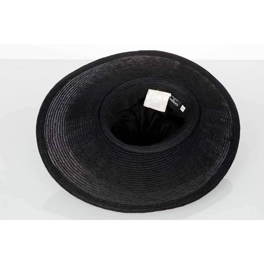 CHANEL Black Ruffle Oval Hat | Size 57