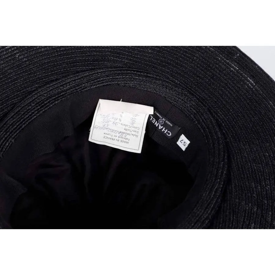 CHANEL Black Ruffle Oval Hat | Size 57