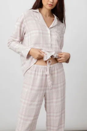 CLARA PAJAMA SET - ROSE CREAM CHECK