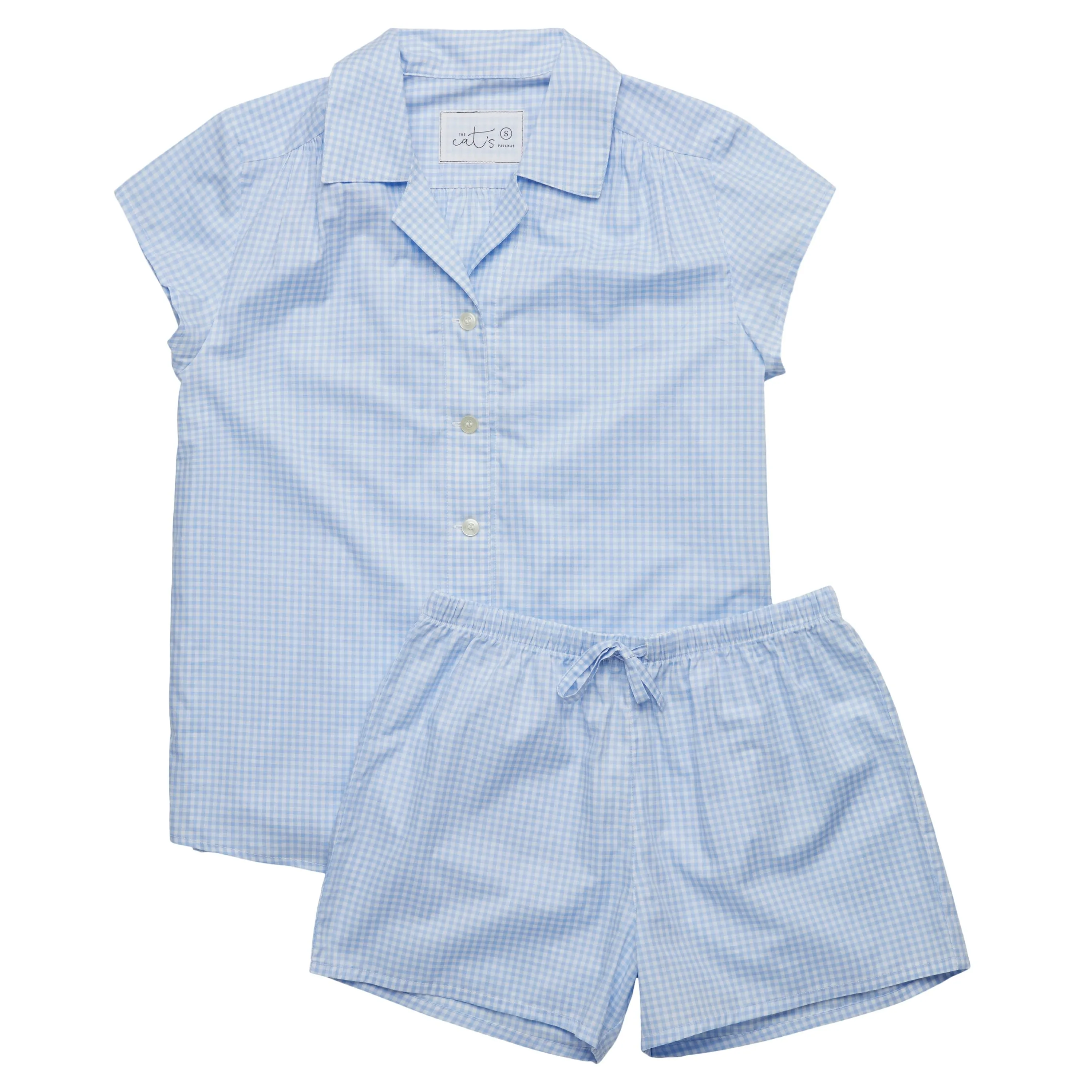 Classic Gingham Luxe Pima Short Set - Blue