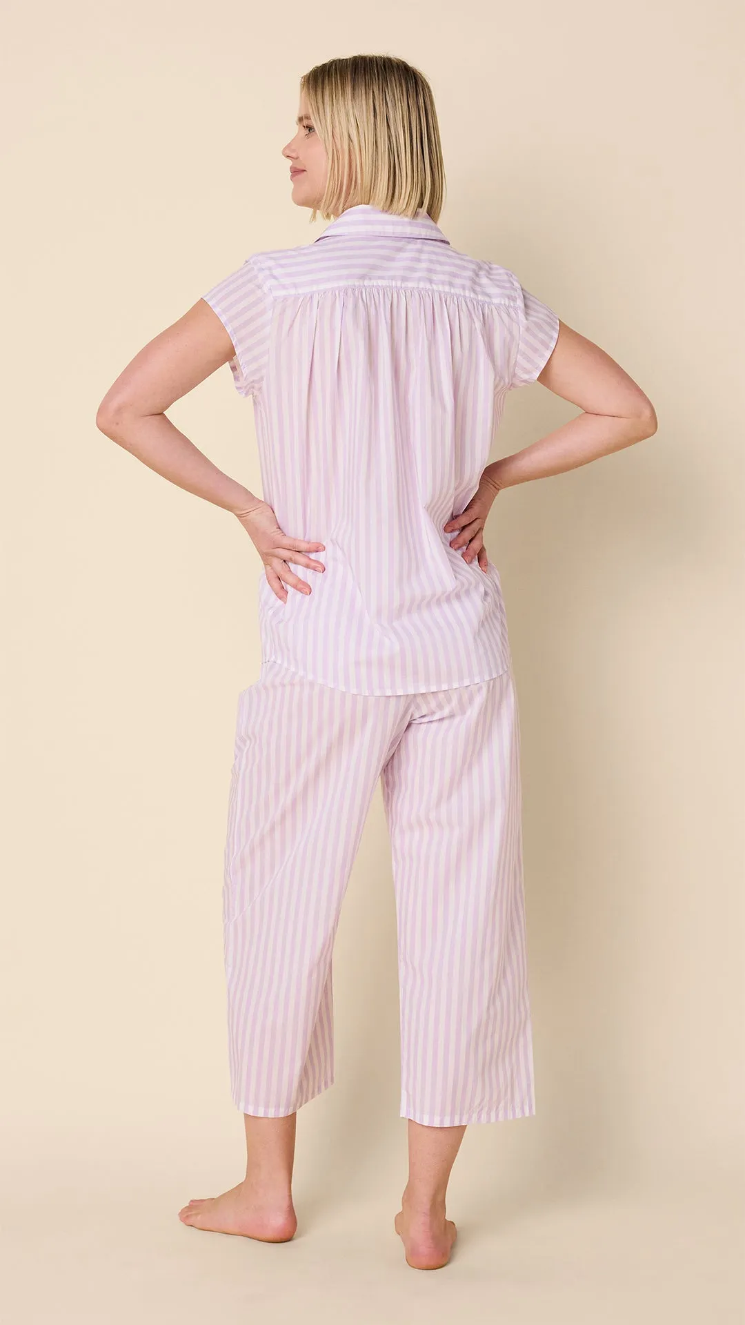 Classic Stripe Luxe Pima Capri Set - Lavender