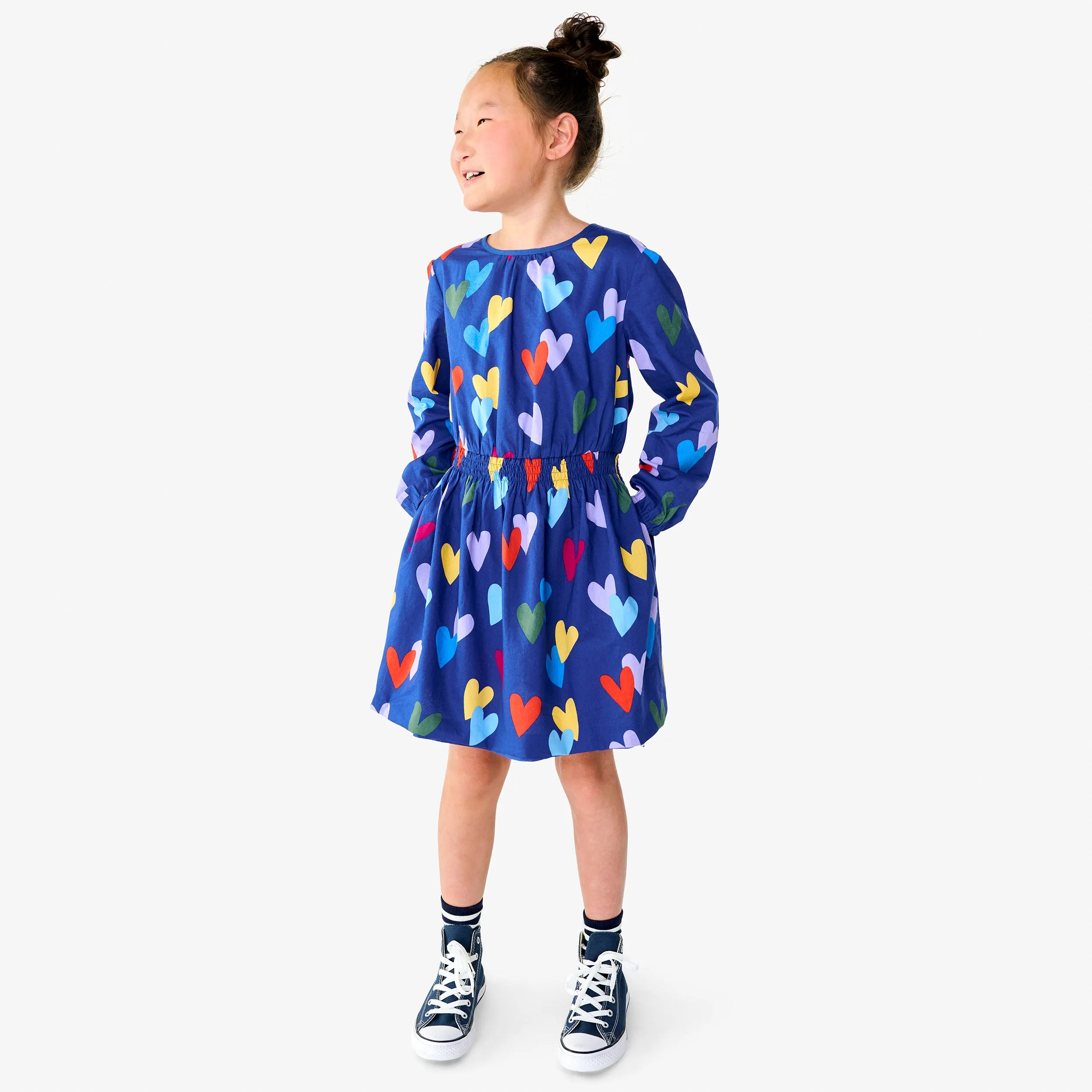 Clearance smocked waist dress in confetti hearts