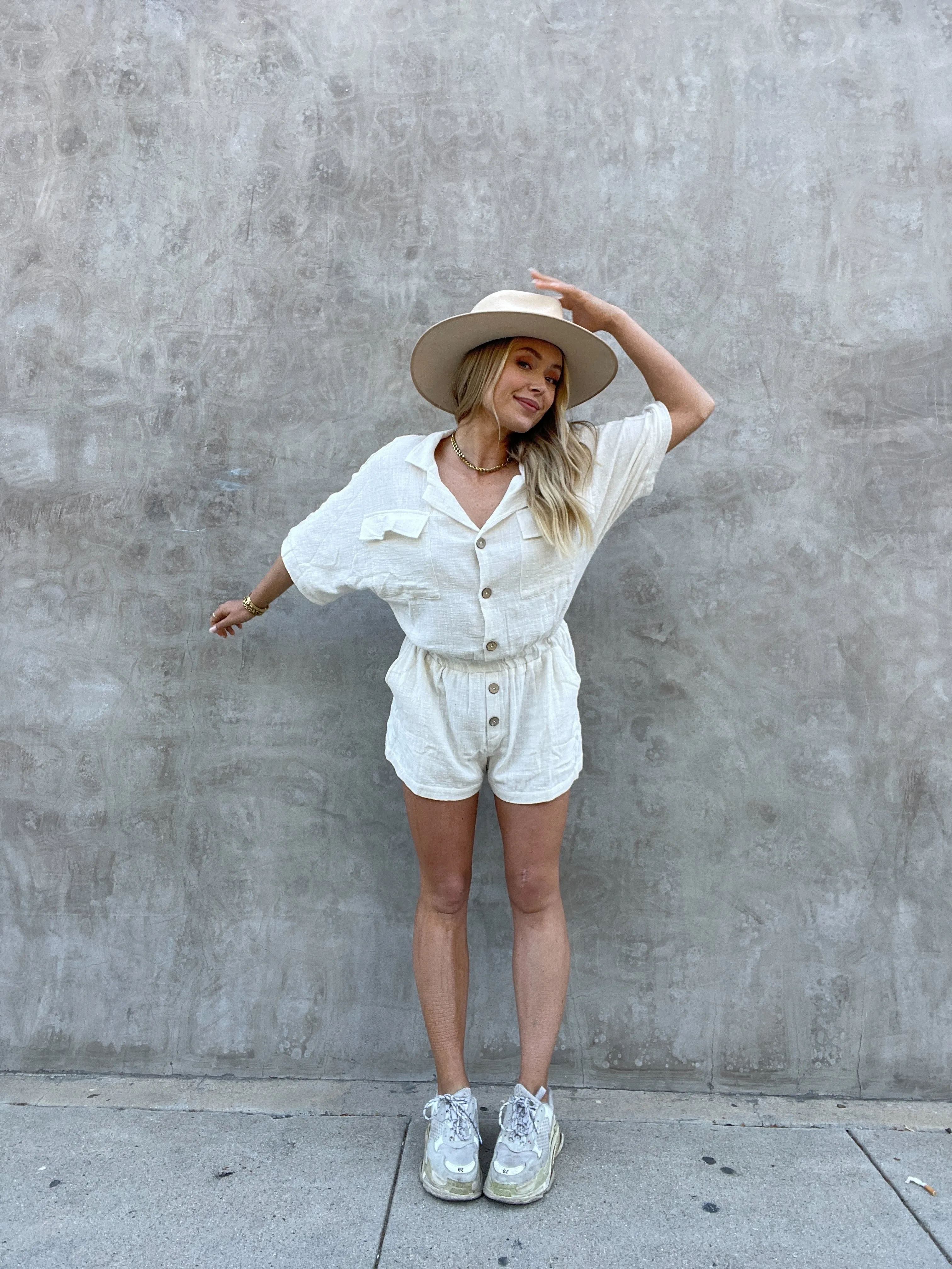 CORA CARGO LINEN ROMPER