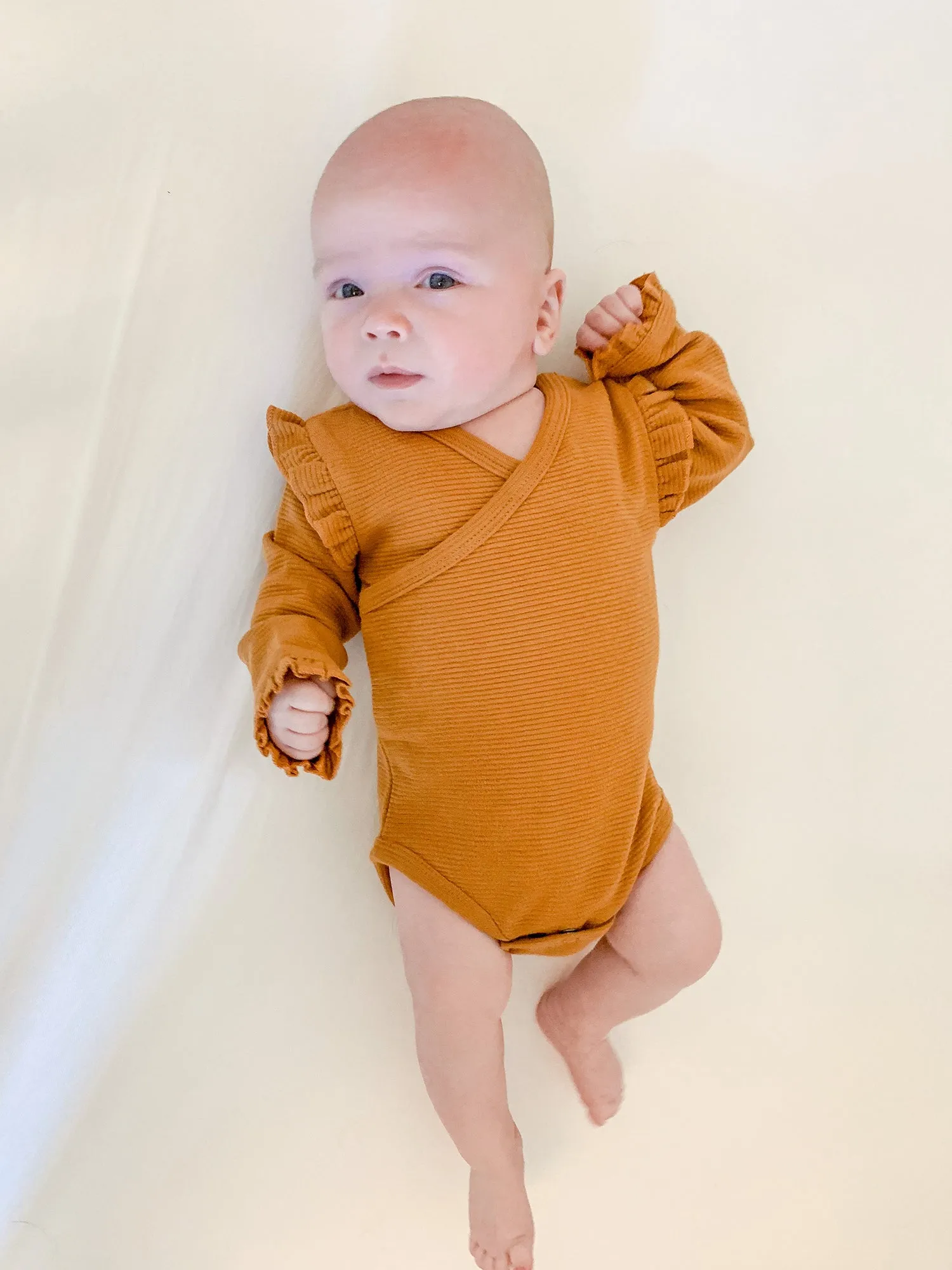 Corduroy Ruffle Wrap Bodysuit