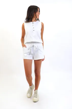 Cotton Slub Henley Romper