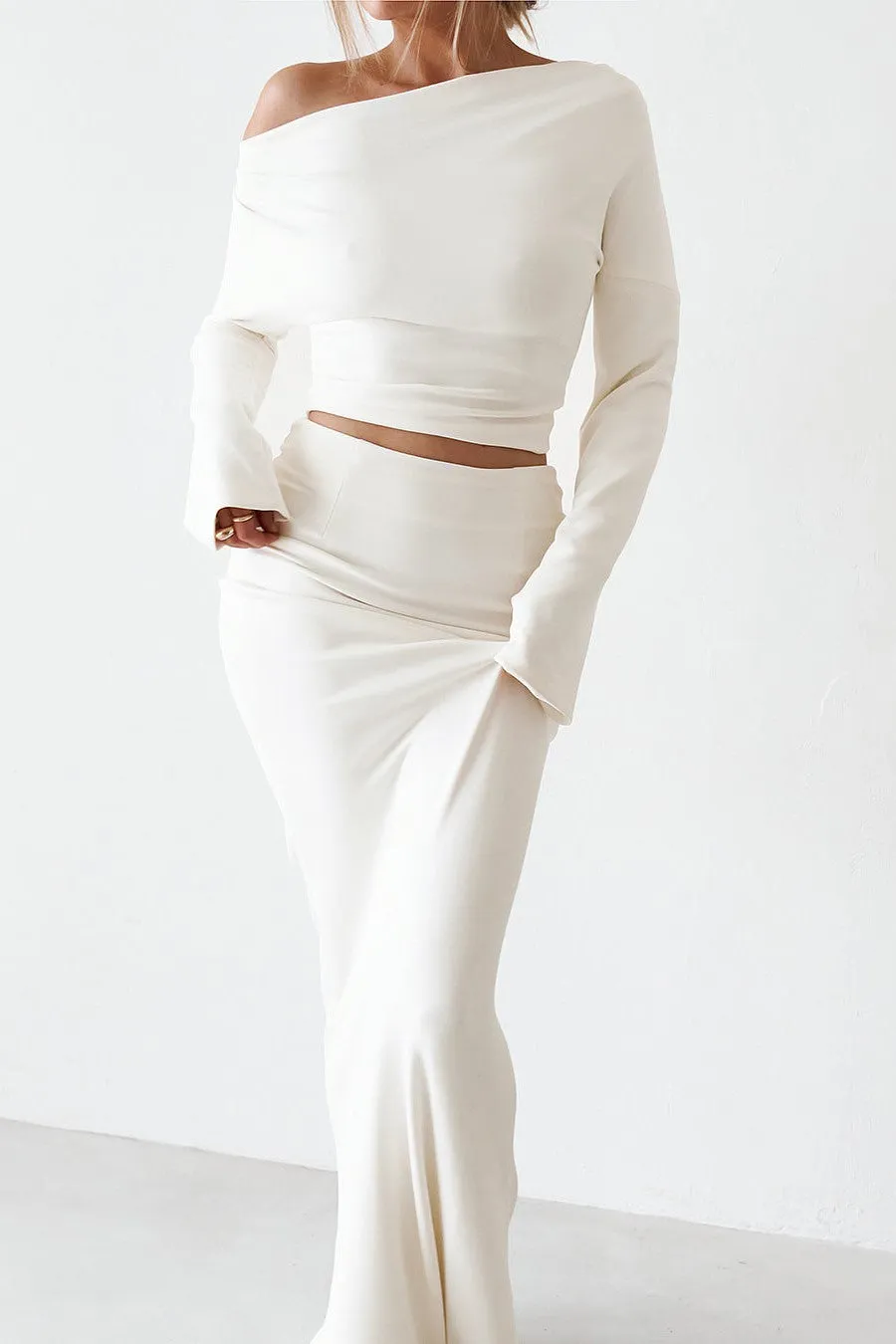 Cupro Long Sleeve Top - Vintage White