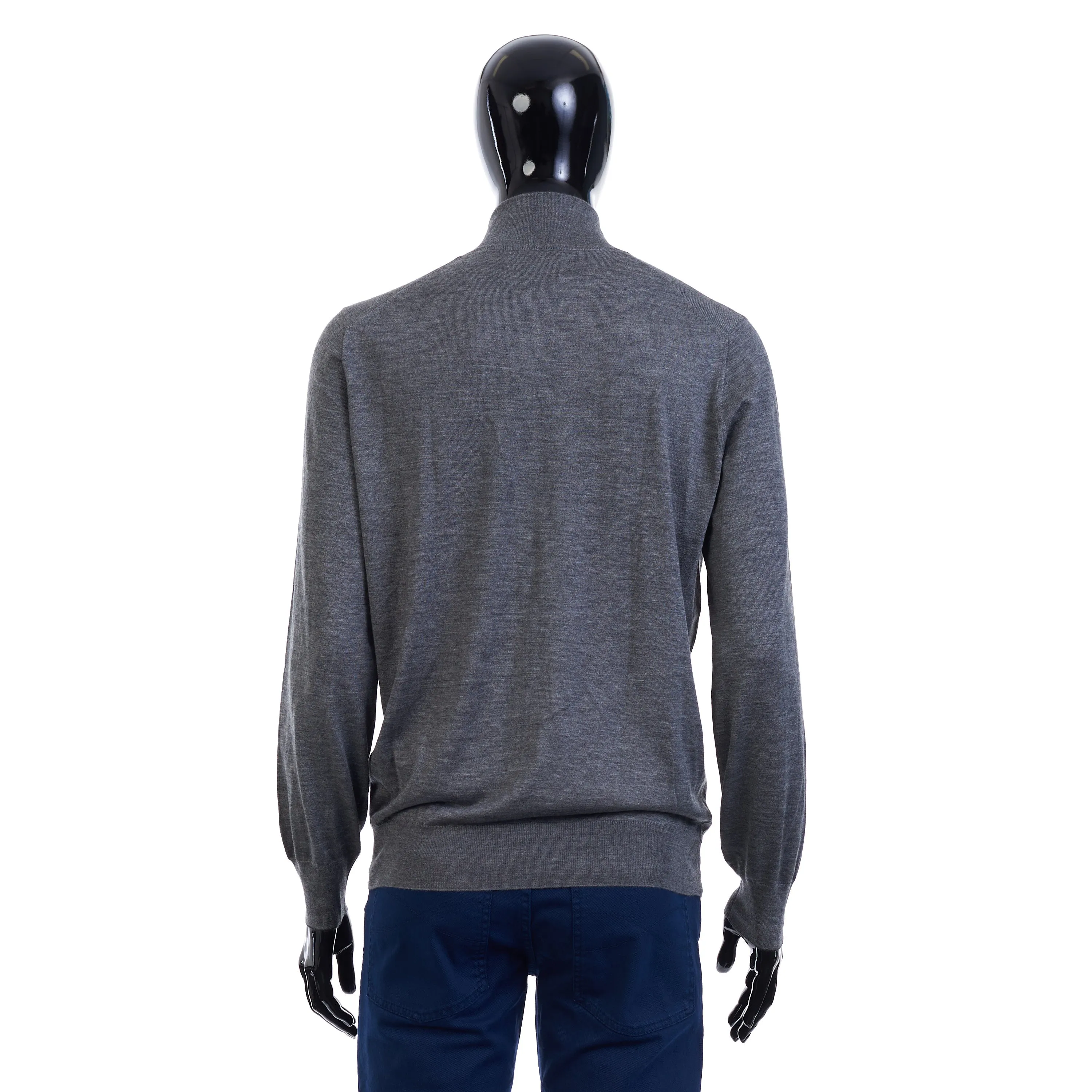 Dark Gray Full Zip Up Sweater - Lightweight Cashmere & Silk