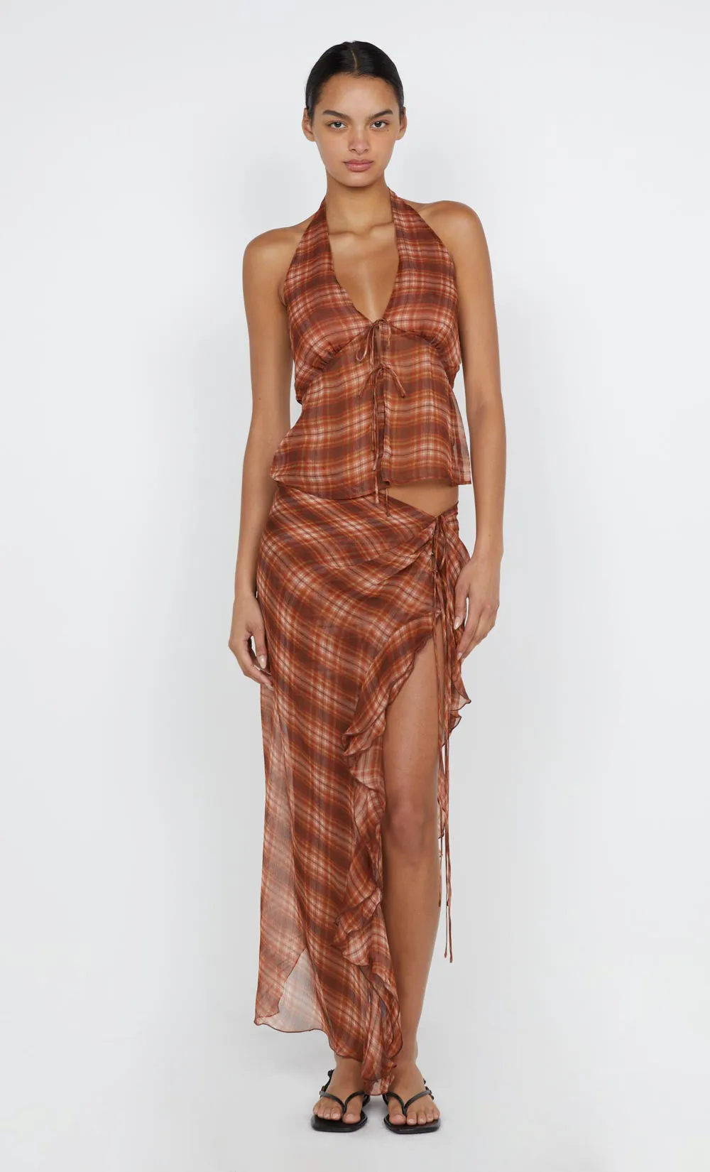 DEVI HALTER TOP - DESERT CHECK