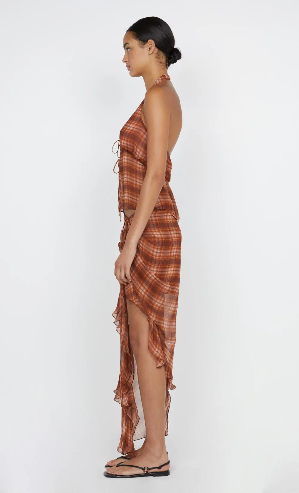 DEVI HALTER TOP - DESERT CHECK