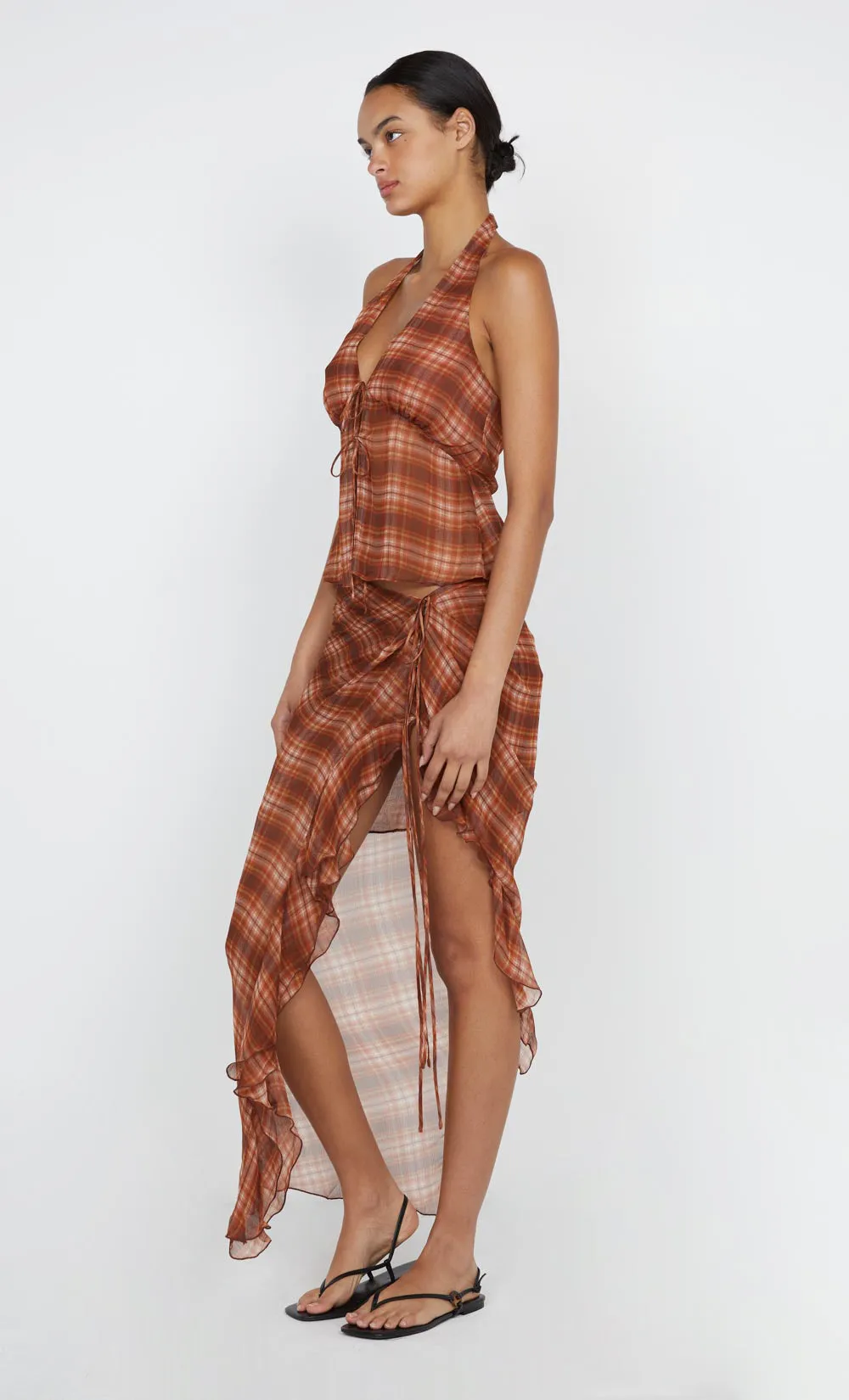 DEVI HALTER TOP - DESERT CHECK