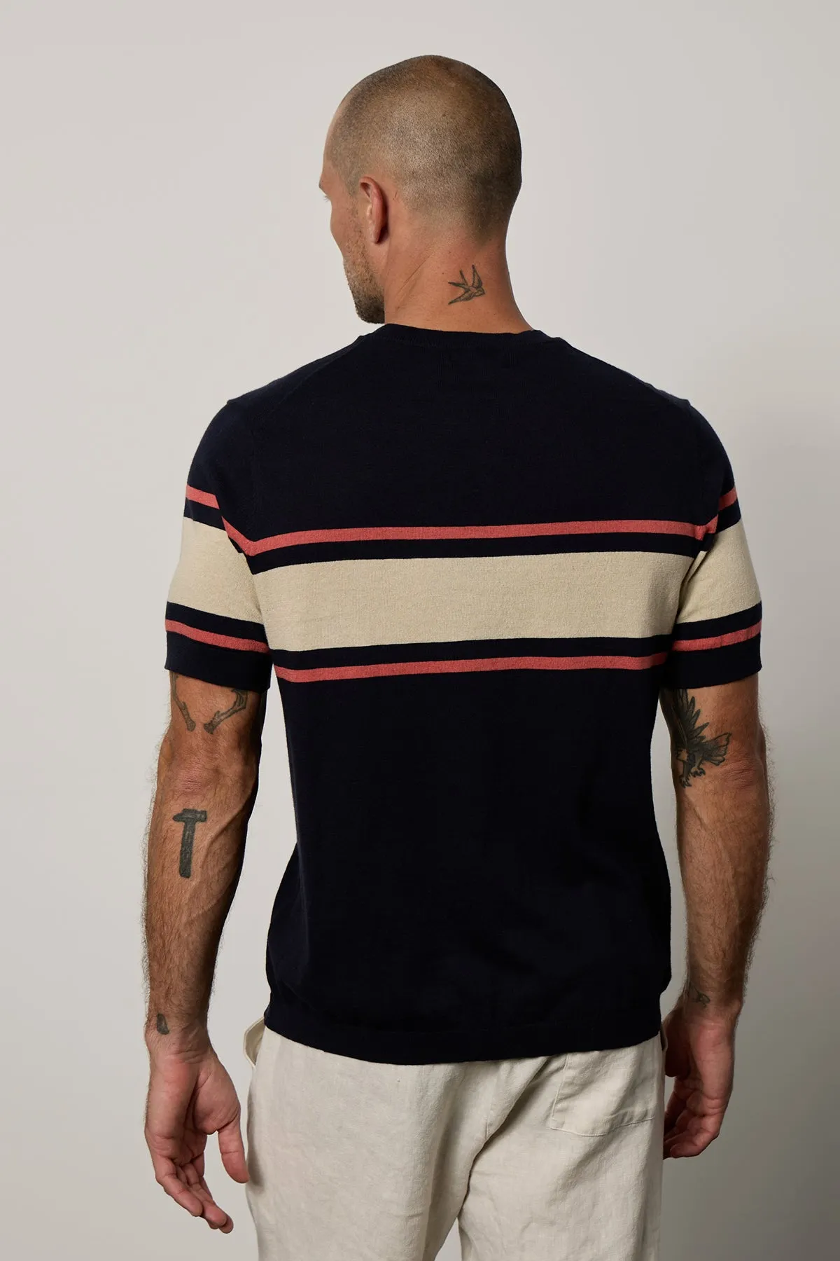 DEXTER LINEN BLEND STRIPED CREW