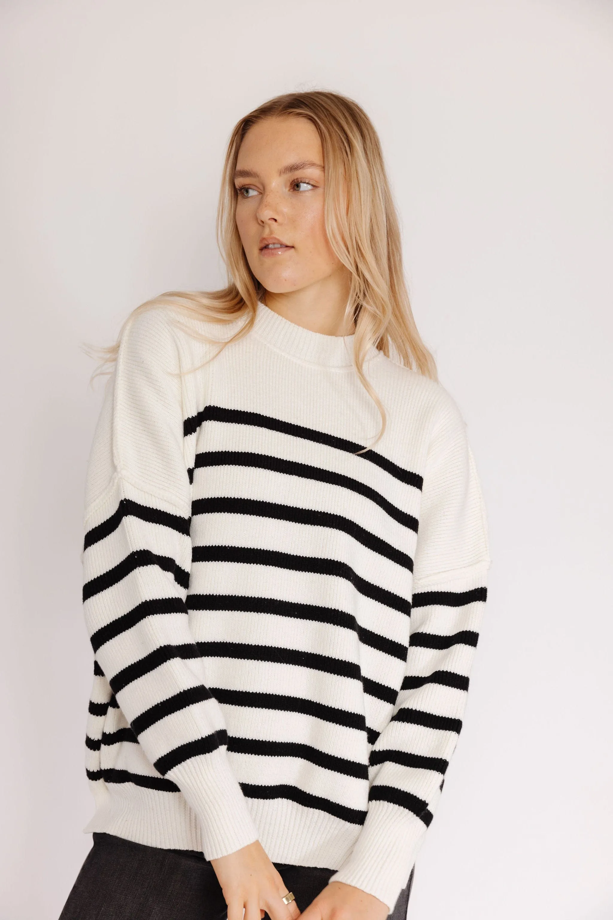 Dexter Sweater in White/Black