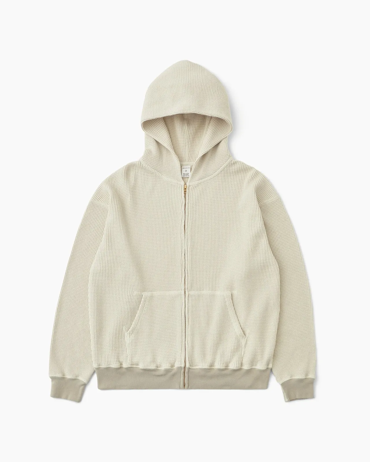 Faded Waffle Full Zip Hoodie Oatmeal