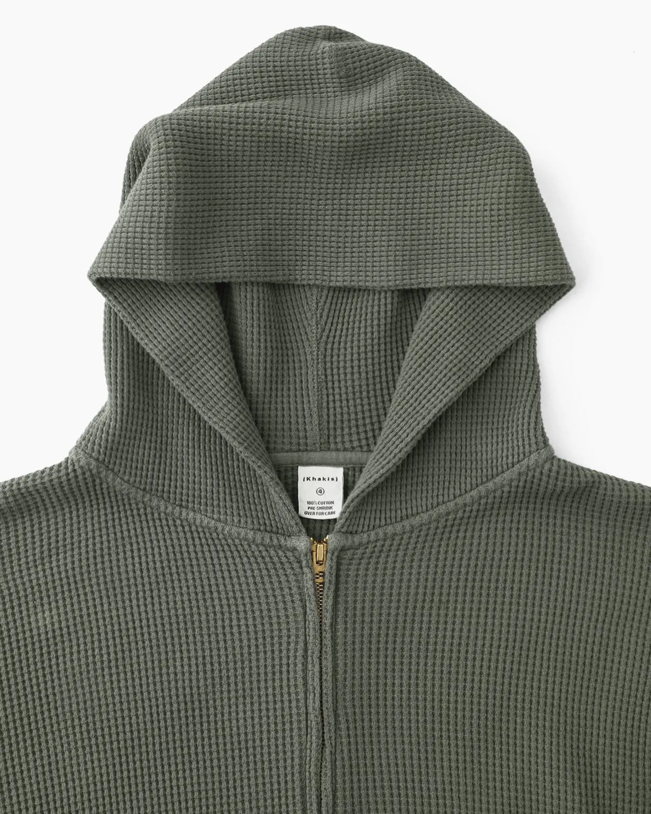 Faded Waffle Full Zip Hoodie Olive