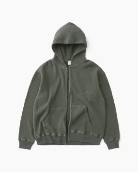 Faded Waffle Full Zip Hoodie Olive